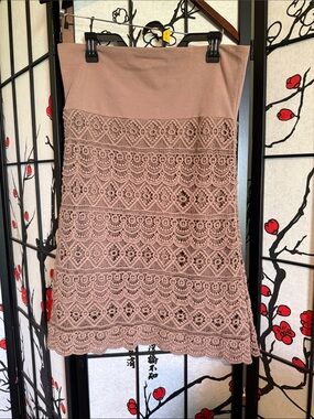 Solitaire Taupe Crochet Lace Tube Skirt